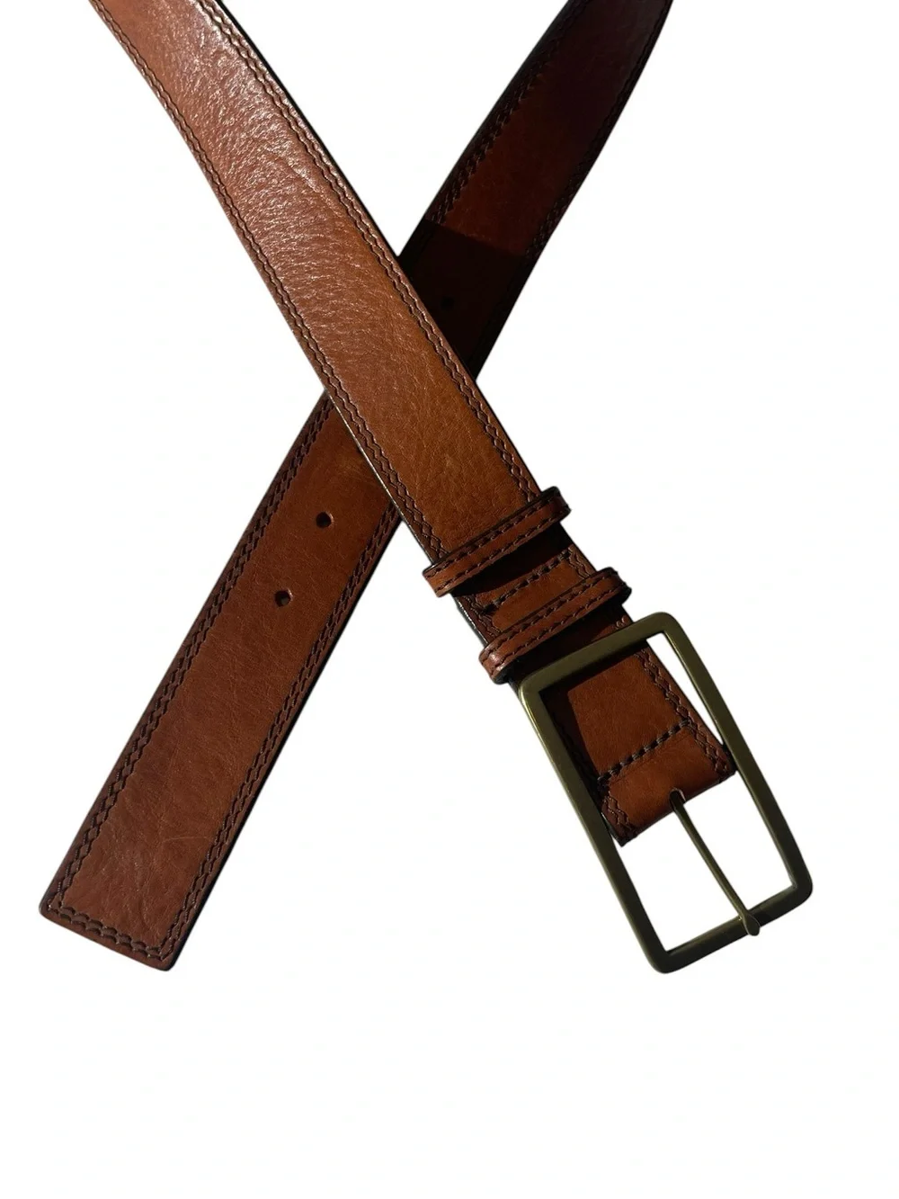 Banana Republic Burnished Italian  Leather Men's Belt Made in USA Sz 32 S Brass